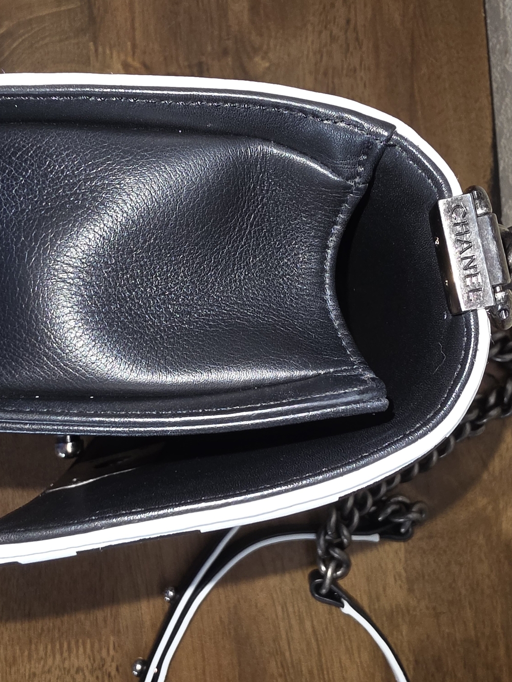 CHANEL Black and White Quilted Boy Bag Antiqued Silver Hardware - Picture 13 of 16